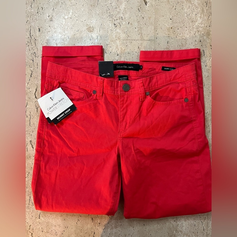 Calvin Klein Jeans Red Ankle Crop Jeans